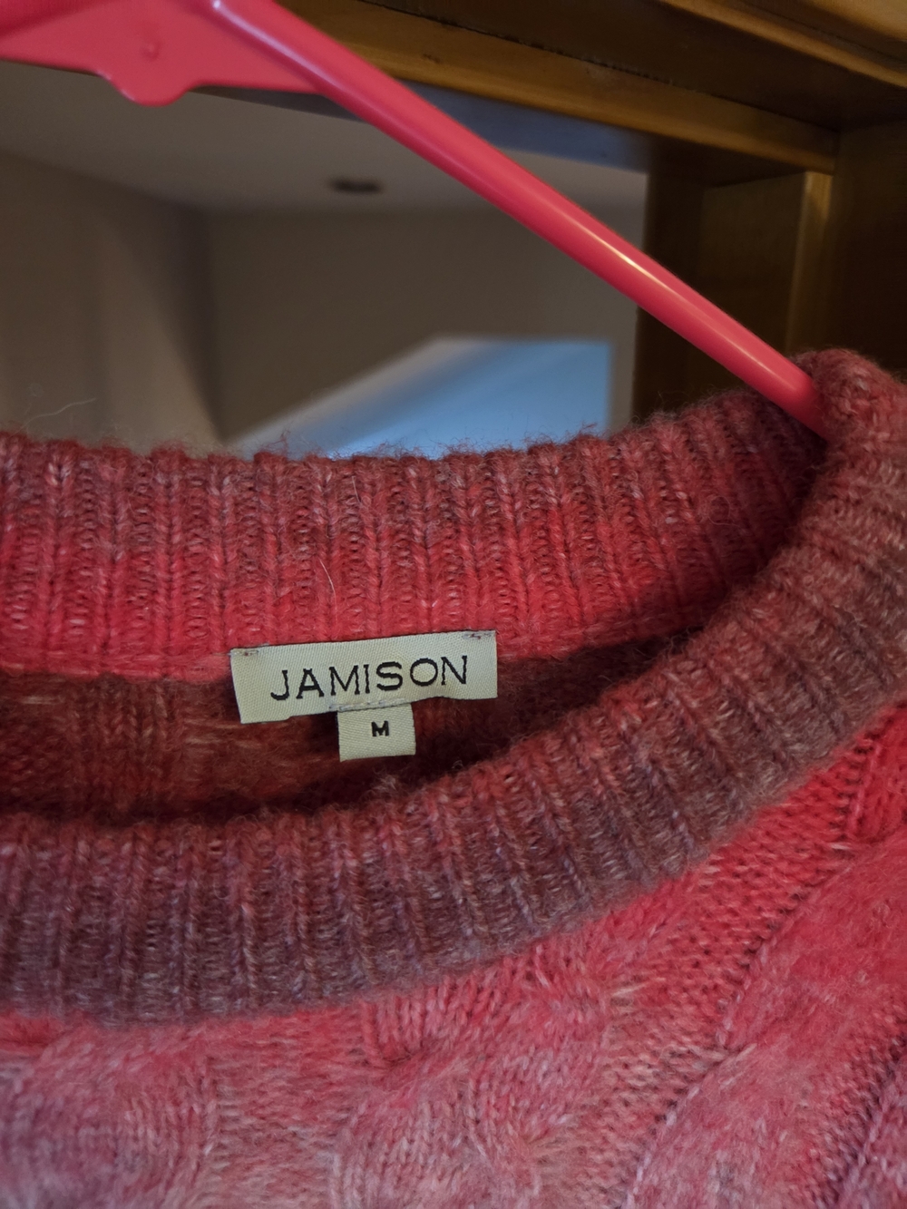 Jamison Pink Ombre Cable Crewneck Sweater